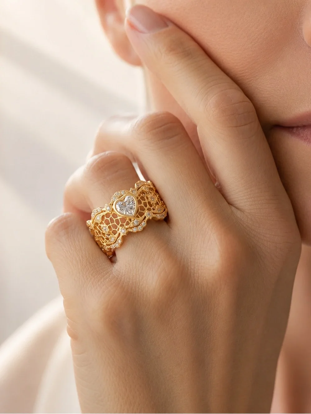 Heart Ring in 14K Yellow Gold Over Sterling size 7